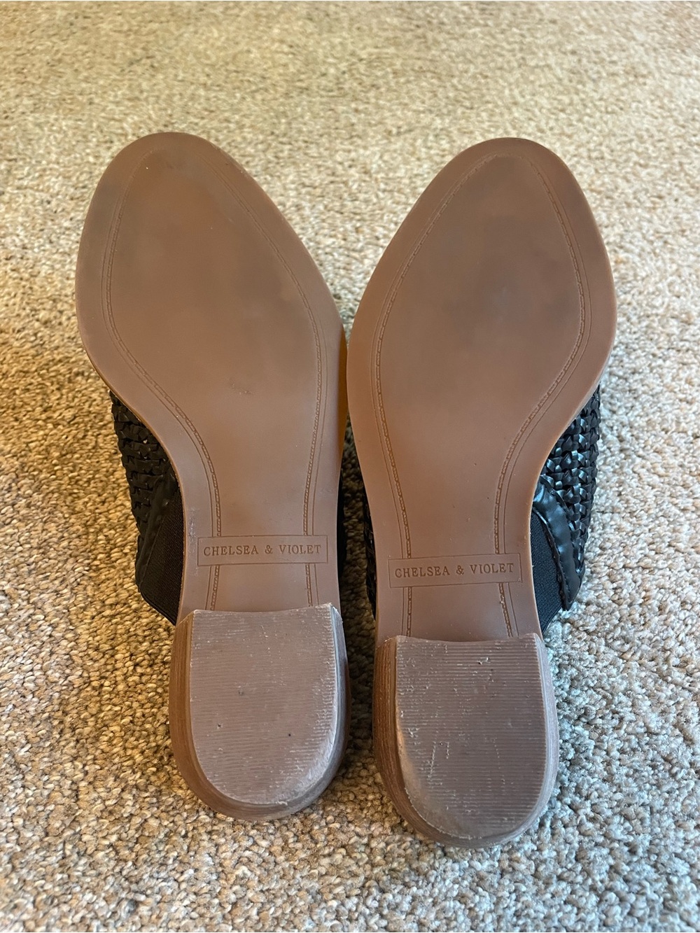 Chelsea & Violet Auggie Woven Leather Black Slip-On Mules Sz: 6.5 Coastal chic - Picture 9 of 9